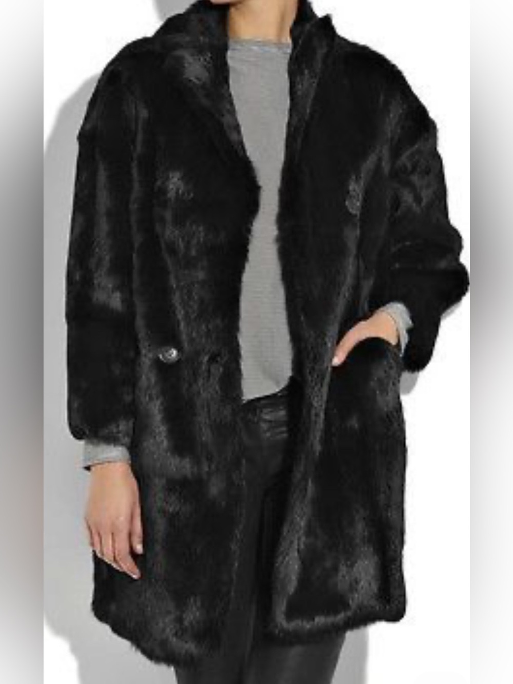 Isabel Marant black rabbit fur coat